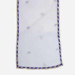 Little Bansi Girls Cream-Coloured Striped Sequinned Kurta with Palazzos & Dupatta image 3