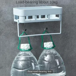 qxore Plastic Bathroom Rack Shelf (4 Bathroom Rack + 2 Towel Hanger) Plastic Wall Shelf image 3