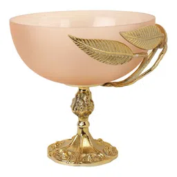 de maison decor Verdant Elegance Glass Bowl in Peach and Gold image 4