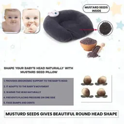 fenzi kids FENZI BABYSEED PILLOW,for Newborn Baby-Round Head Shaping BabyPillow,0-12 Months Mustard Seeds, Polyester Fibre Solid Baby Pillow Pack of 1 image 4