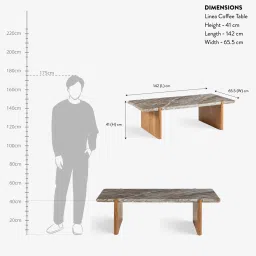 orange tree Linea Marble Coffee Table In Natural Finish With Patina image 2