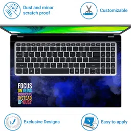 FineArts Full Body Laptop Skin Sticker For 14 to 15.6 inch Laptop - Focus Blue Smoke Self Adhesive Stretched Vinyl Laptop Skin Compatible for 15.6 inch image 3