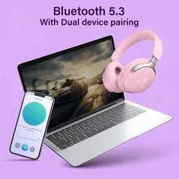 punnkfunnk 70H Playtime Bass Bluetooth Wireless Headphone with Mic, Foldable Design & Aux Bluetooth & Wired Headset image 5