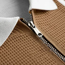 try this Men Checkered Polo Neck Cotton Blend Brown T-Shirt image 2