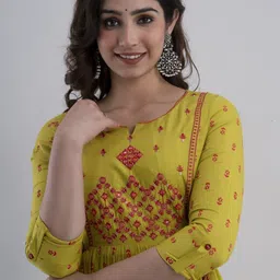 Women Printed, Embroidered Viscose Rayon Anarkali Kurta-image-12