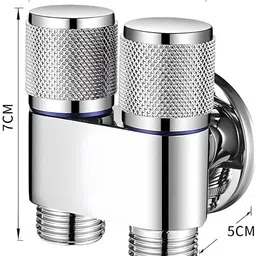 imaashi 2 in 1 Angle Cock Silver | 2 Way Angle Valve For Bathroom/Wash Basin Taps Twin Elbow Valve Faucet image 2