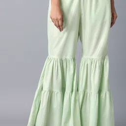 elleven Women Regular Fit Light Green Pure Cotton Trousers-picture-40
