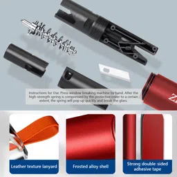 palay Car Emergency Window Breaker with LED, Seat Belt Cutter and Glass Car Safety Hammer image 3