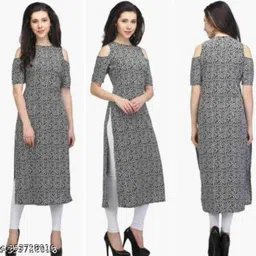 ak fashion mall Women Printed Crepe A-line Kurta-picture-21