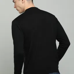 raymond Men Self Design Collared Neck Black, Grey Sweater image 4