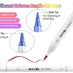 astikaya 24 DUAL ACRYLIC MARKER Nib Sketch Pens with Washable Ink image 3