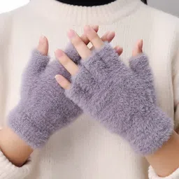 brats n beauty Working Women/Girl's Soft & Cozy Premium Winter Warm Hand Gloves Grey Color fit for 12 Years & Above - Pack of 1 Pair image 2