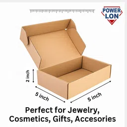 powerlon Corrugated Cardboard Flap Box 5x5x2 inch | Packaging Box for Shipping,Gifts,Cosmetics|Small Cardboard Packaging Box-picture-24