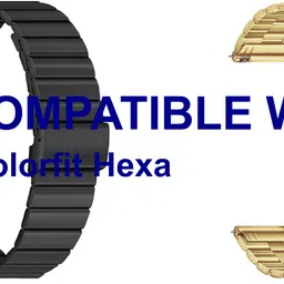 ACM WSM20H22BKGL3576 Pack of 2 Watch Strap Adjustable Steel 22mm for Noise Colorfit Hexa Smartwatch (Black/Champagne Gold) Smart Watch Strap-picture-22