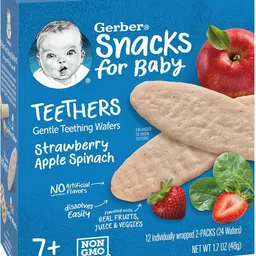 gerber Snacks for Baby Strawberry Apple Spinach Teethers for 7+Month Baby, USA-Made Veg Baby Snacks 60 g image 3