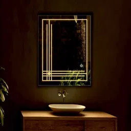 khushi decors Wall Decor LED Mirror Glass with Touch Sensor for Home Size - 18x24 Inch Bathroom Mirror image 2