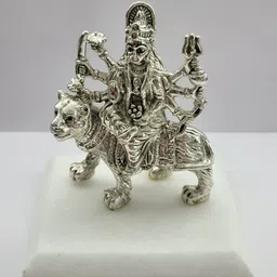 ranchi 999 SILVER DURGA JI on White Marble Decorative Showpiece - 11.5 cm-picture-21