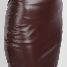9 impression Women Solid Pencil Brown Skirt image 4