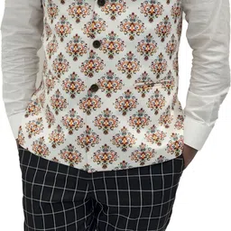 aljaami Floral Print Men Waistcoat image 1