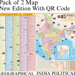 eoimarketing Pack of 2 India Political & Geographical Term Chart English Map | 70x100 cm / 28x40 inch | 90 GSM Thick Paper | Extra Quality Print | New Edition with QR Code | SSC, UPSC & Competitive Exams Paper Print Paper Print Paper Print-picture-45