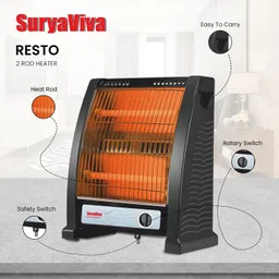 suryaviva Photon 2B + 2 Rod Room Heater Combo Glass Manual Gas Stove image 3