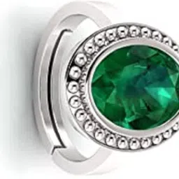 kushmiwal gems 11.25 Ratti Original Certified Silver Plated Adjustable Panna Ratna Ring Brass Emerald Silver Plated Ring image 4