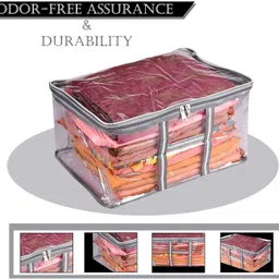 alam enterprises Sari Cloth Storeg (Transparent 3,6Pcs) Polyester Laundry Bag image 4