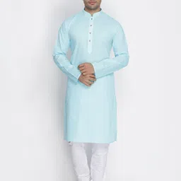 vastramay Men Solid Cotton Blend Straight Kurta image 4