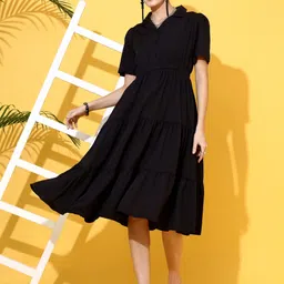 sheetal associates Women A-line Black Midi/Calf Length Dress image 2