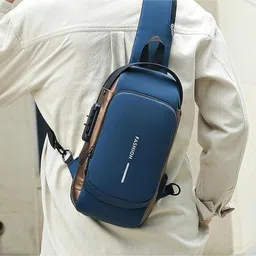 Blue Men Sling Bag Men Sling Bag Side Bag for Men-image-4