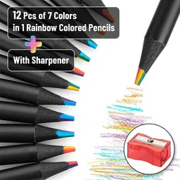 lifera Rainbow pencil pack of 12 pencils with sharpner Pencil image 2