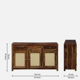 woodsworth from pepperfry Albans Sheesham Wood 3 Door Sideboard in Provincial Teak Finish image 2