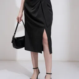 Women Solid Pencil Black Skirt-image-85