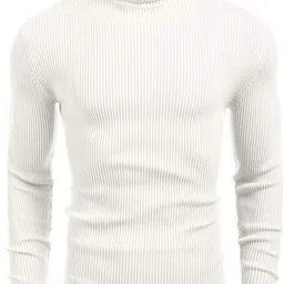 gulika Men Solid High Neck White Sweater-picture-22