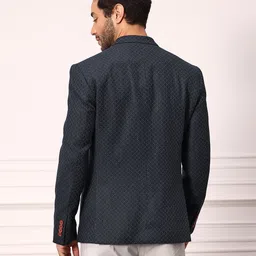 mr bowerbird Men Self Design Double Breasted Formal Blazer image 4