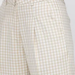 tokyo talkies Women Straight Fit Beige Cotton Blend Trousers image 4