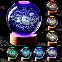 ss products 3D Saturn Crystal Ball Night Lamps Lumina Galaxy Lamp for Bedroom Wooden Base Night Lamp image 2