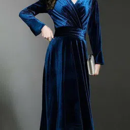 westchic Women A-line Blue Ankle Length Dress-picture-25