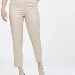 tokyo talkies Women Regular Fit Beige Cotton Blend Trousers-picture-10