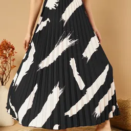 zwerlon Women Printed Pleated Black Skirt-picture-37