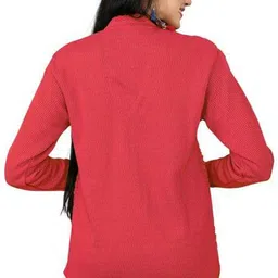 shunit creation Women Self Design V Neck Red Sweater image 2