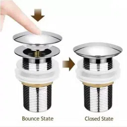 bathonix Brass & Stainless Steel Silver Glossy 3"Inches Pop-Up Waste Coupling for Wash Basin 32 MM Full Thread Waste Coupling For Basin (Pack of 1) Taper Cock Faucet image 3