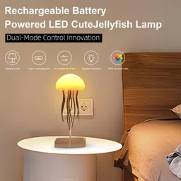 sevenspace LED Cute Jellyfish Night Light,Voice Control Light Rechargeable (Hanging + Base) Table Lamp image 3
