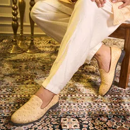 fausto Ethnic Velvet Sequin Embroidered Juttis for Wedding|Traditional Kurtas Shoes Mojaris For Men image 2