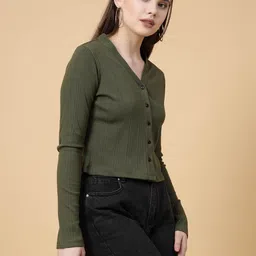 rigo Casual Regular Sleeves Solid Women Gold Top image 4