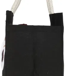 kuber industries Canvas 3 Pieces Small Lunch Carry Bag (Black)-CTKTC13348 Pack of 3 Grocery Bags image 4