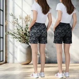 rk costing Pack of 2 Printed Women Black, Grey Regular Shorts image 2