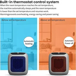 khodal Portable Electric Wall space Heater With Adjustable Thermostat and Timer-Grey Fan Room Heater image 4