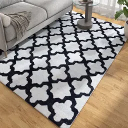 Grey Geometrical Wool and Viscose 5 ft X 8 ft Rectangle Flat Weaves-image-73