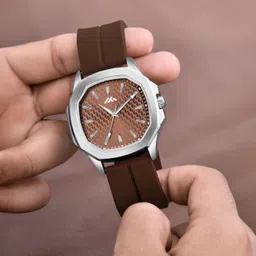 wholfin Stylish Square Brown Dial with Black Silicone Strap for Casual & Sports Wear Analog Watch - For Men MT_64 image 5